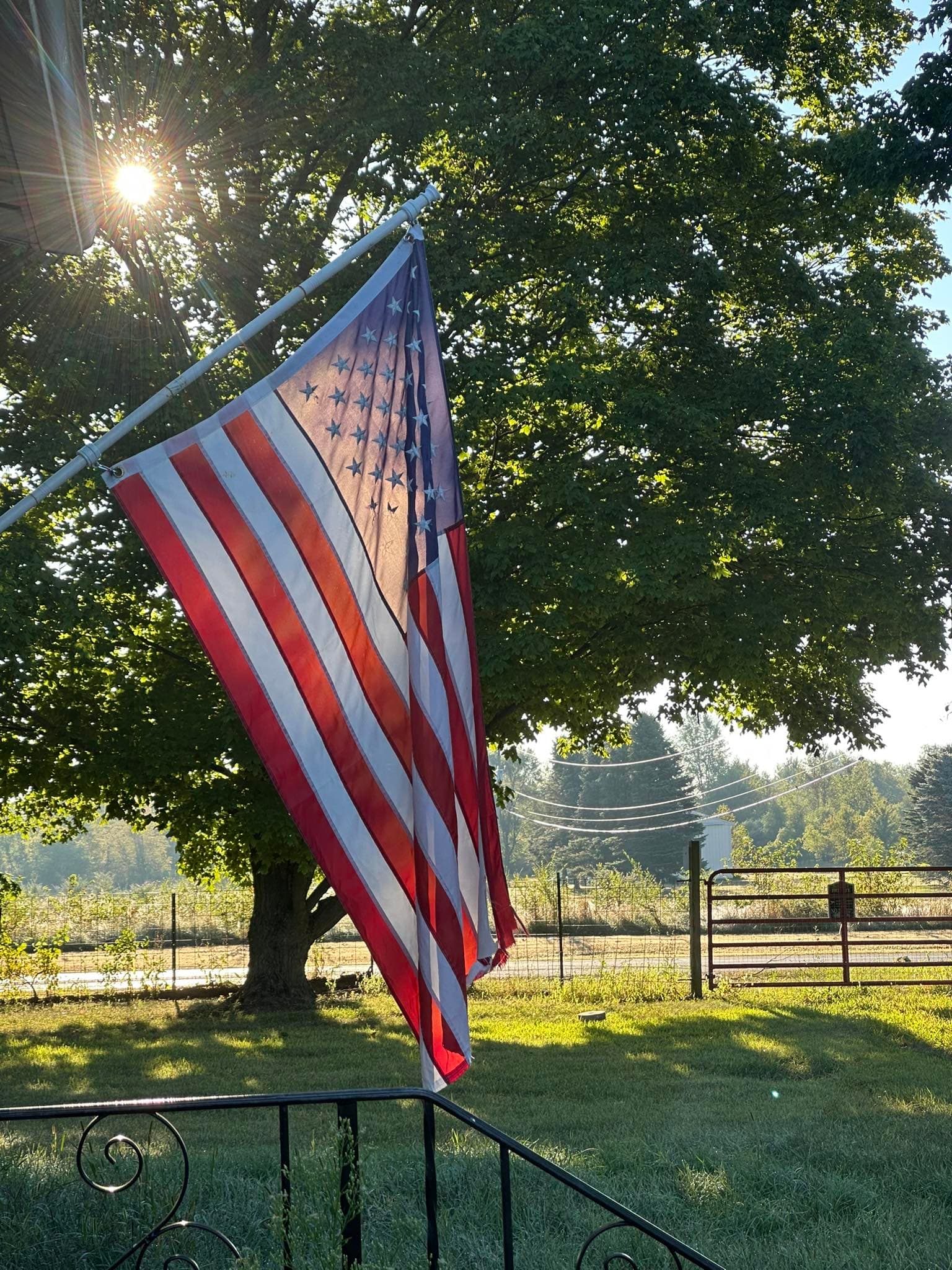 American flag on the farm at Lifestyle Family Farms